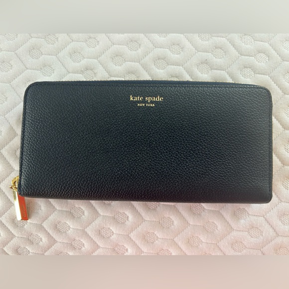 Kate Spade Navy Blue Wallet with Gold Zipper - Picture 1 of 7